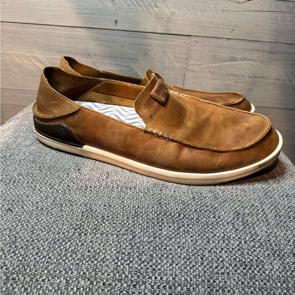 Olukai Men's Brown Leather Loafers - Picture 2 of 7